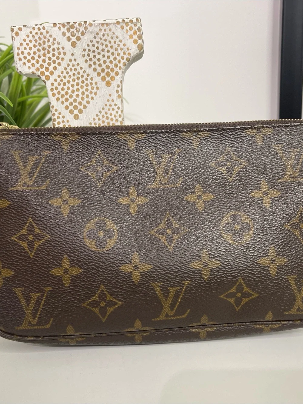 Louis Vuitton Monogram Canvas Pouch in Brown and Gold